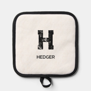 MANIQUE MINIMALISTE NOIR UNE LETTRE MONOGRAMME NOM BLANC