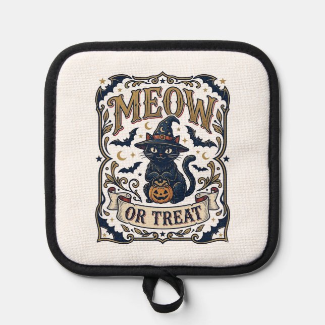 Manique Minou ou traiter Chat Halloween Chat effrayant Vin (Recto)