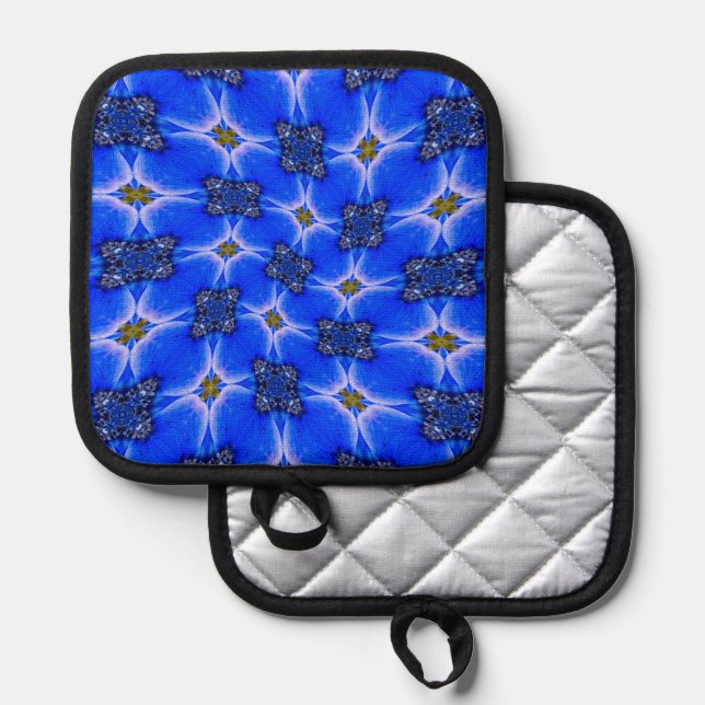 Manique Motif d'anémone du Jardin bleu (Recto/Verso)