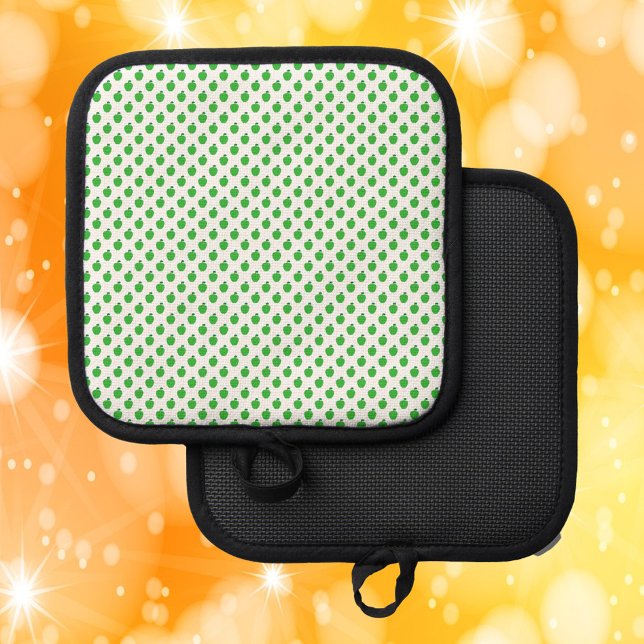 Manique Motif de fruits de pomme verte (A pot holder with a pattern of green apples)