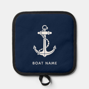 Manique Nom d'ancre bleu marine nautique personnalisé