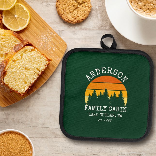 Manique Nom de famille Pine Cabine Arbres Sunset Green (A great addition to your kitchen.)