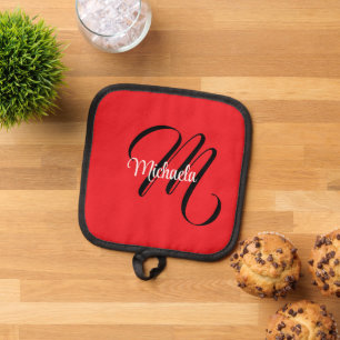 Manique Nom initial minimaliste moderne monogramme rouge
