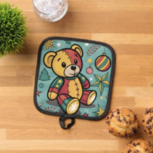 Manique Ours en peluche de Noël patchwork fantaisiste