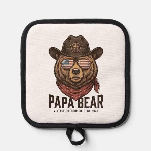 Manique Ours Papa Cowboy Ours Patriote Vintage Vecteur Dés (Recto)