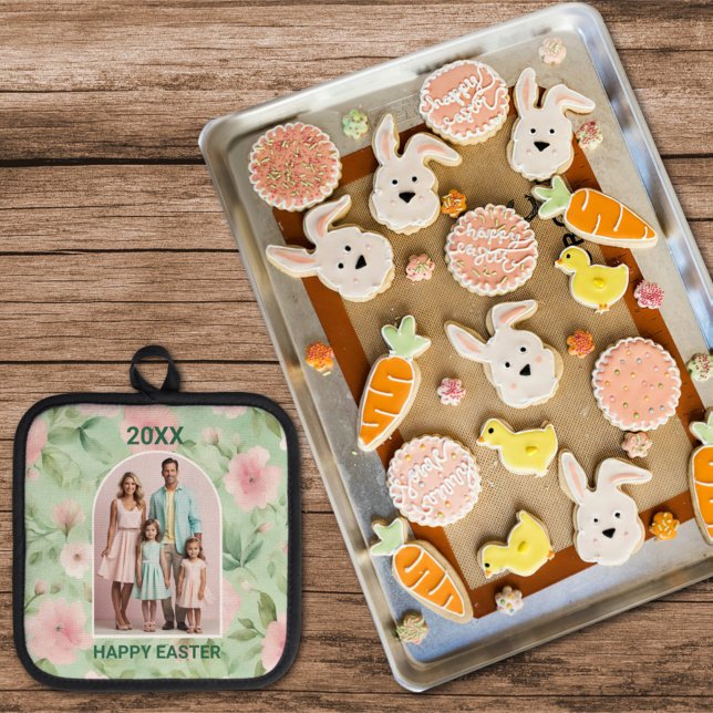 Manique Pâques Photo personnalisée Pastel Rose & Flore ver (Créateur téléchargé)