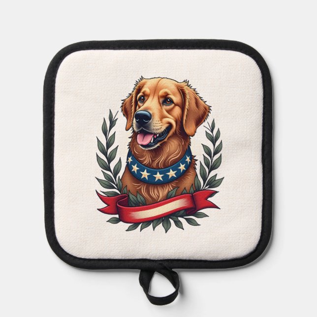 Manique Patriotic Golden Retriever Americana Art Tee 2 (Recto)