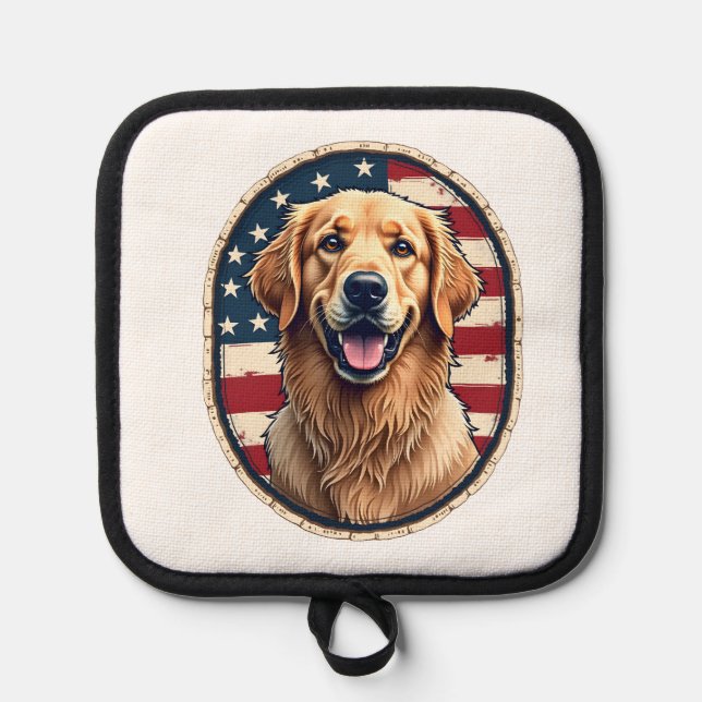 Manique Patriotic Golden Retriever Badge Vintage Tee 4 (Recto)