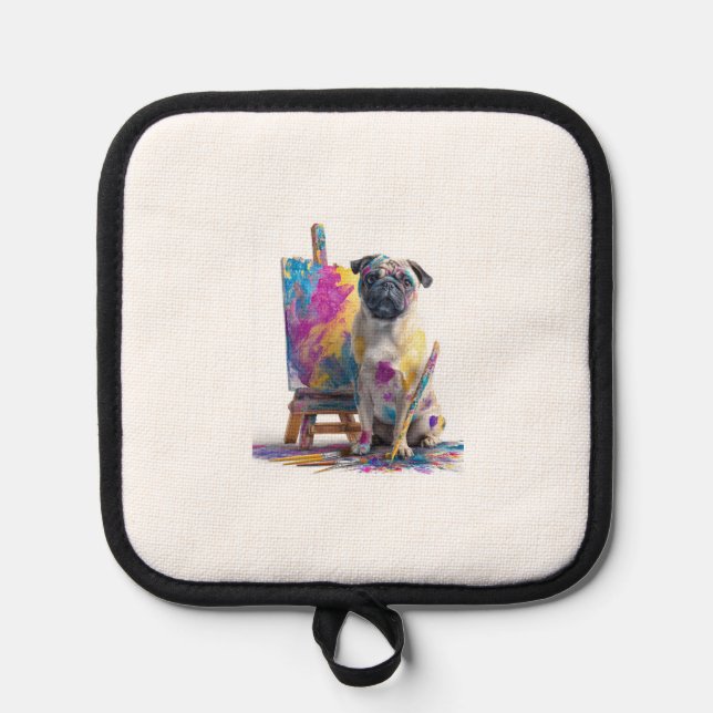 Manique Peintre Pug � Chien d'Art Abstrait (Recto)