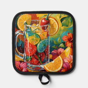 Manique Peinture à l'huile Impasto de Cocktail Tropical d'