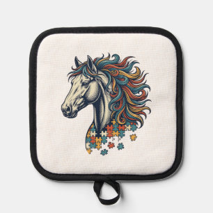 Manique Pièce de puzzle de cheval coloré T-Shirt gravure v