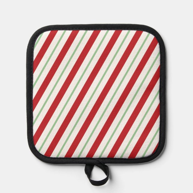 Manique Porte-pot chaud de Noël rayures bonbon (Recto)