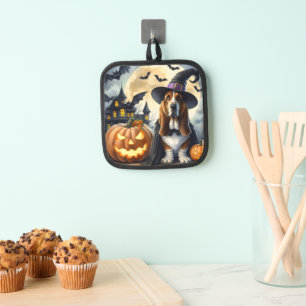 Manique Porte-pot chaudron Chien Sorcière Halloween
