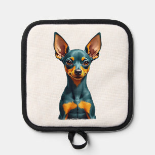 Manique Portrait de Pinscher Miniature Vintage Coloré Grav