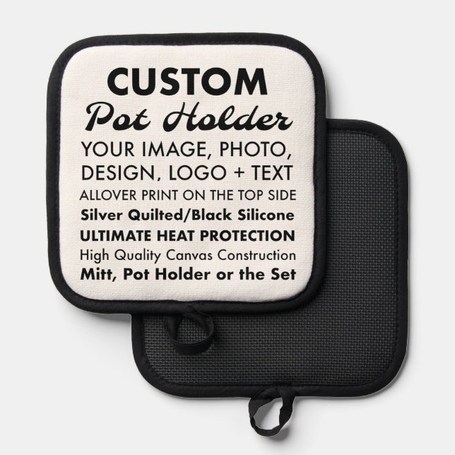 Manique Pot Porteur Personnalisé, Silicone Sous (Recto/Verso)