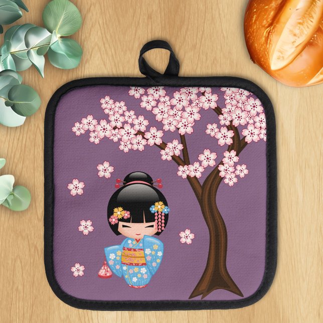 Manique Poupée Maiko Kokeshi - Blue Kimono Geisha Girl (Créateur téléchargé)