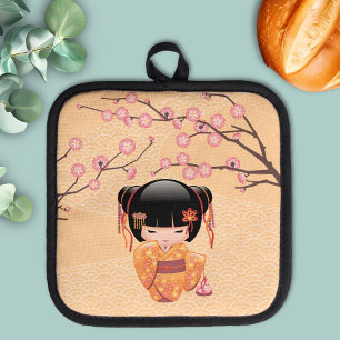 Manique Poupée Ume Kokeshi - Japonaise Pêche Geisha Girl