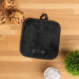 Manique Protège-pot en faux cuir noir moucheté et estampil