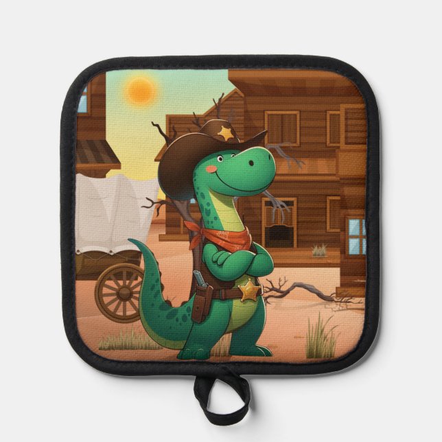 Manique Shérif de dinosaure mignon/cowboy (Recto)