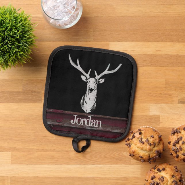 Manique Stade Rustique de chasse au cerf Buck Antlers Nom (De haut en bas)