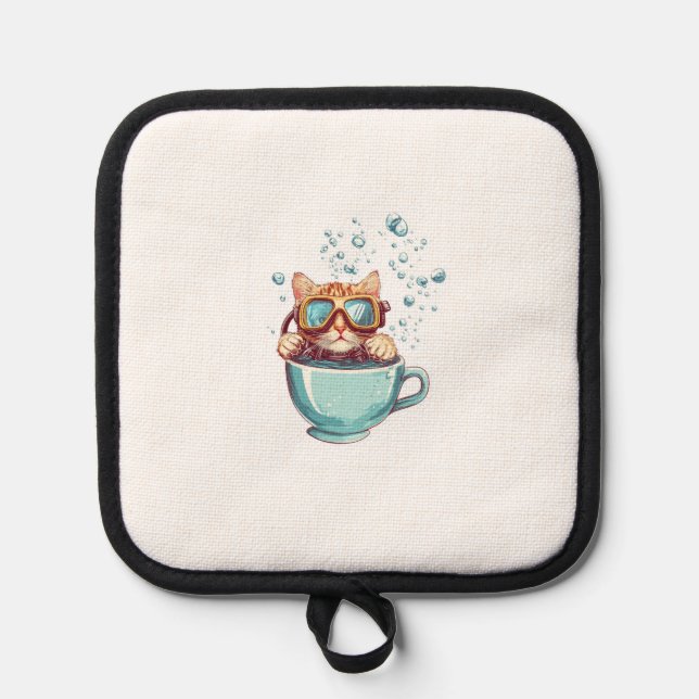 Manique Tiny Diver Cat � Funny Scuba Kitty Tea Lover (Recto)