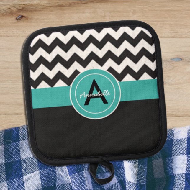 Manique Turquoise noir Chevron (Créateur téléchargé)