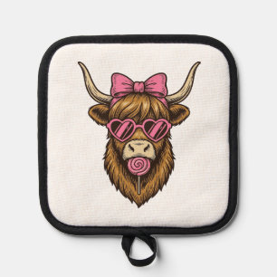Manique Vache des Highlands mignonne avec des lunettes de
