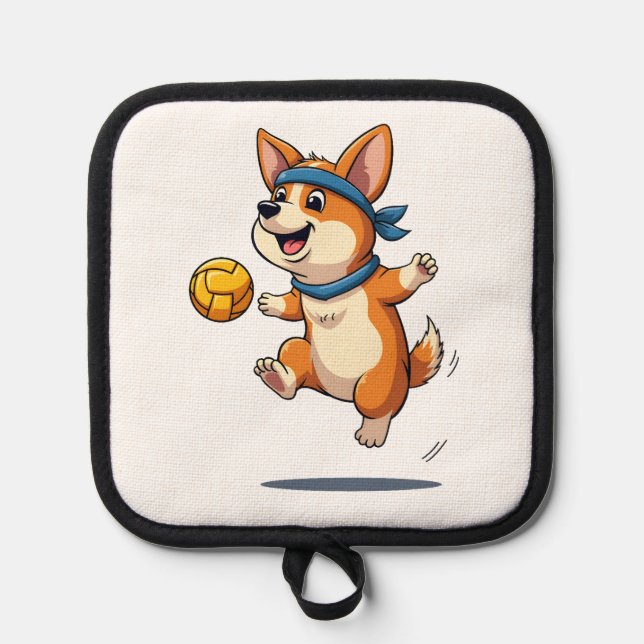 Manique Vintage Corgi Volleyball Illustration Cute Dog Ath (Recto)