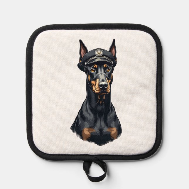 Manique Vintage Doberman Police Dog Portrait Black and Whi (Recto)
