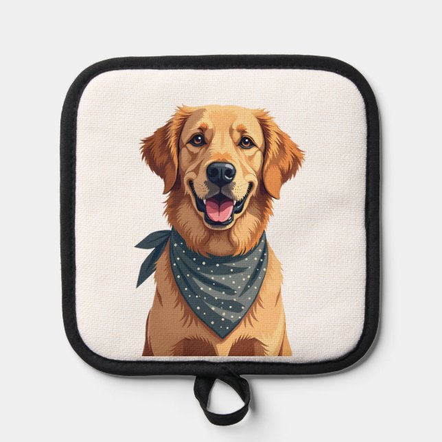 Manique Vintage Golden Retriever Portrait with Colorful Ba (Recto)
