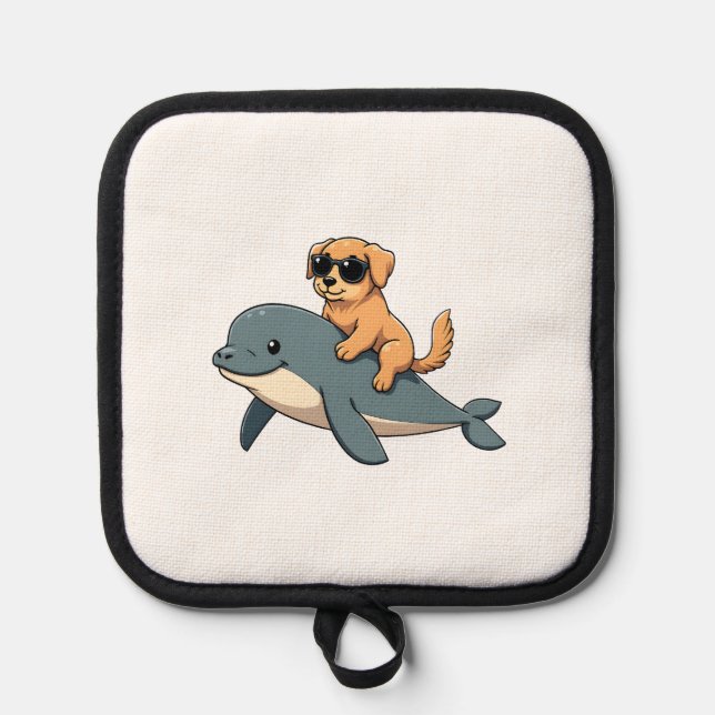 Manique Vintage Golden Retriever Riding Beluga Whale Funny (Recto)