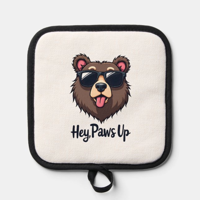 Manique Vintage Hey Paws Up Bear with Sunglasses Funny Dog (Recto)