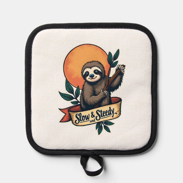 Manique Vintage Sloth T-Shirt Slow and Steady Humor Design (Recto)