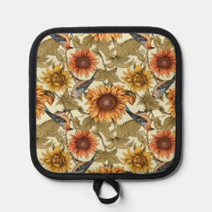 Manique William Morris Tournesols Automne Oiseaux Automne
