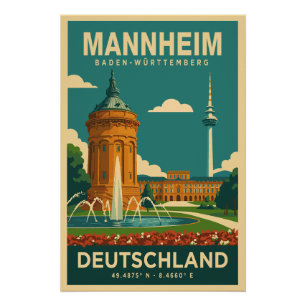 Mannheim Bade-Wurtemberg Allemagne affiche de voya
