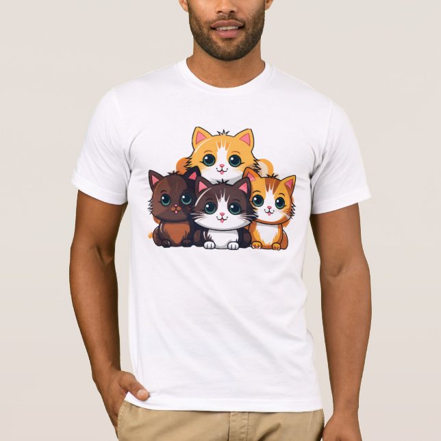 man's t-shirt with cat imprinted (Devant)