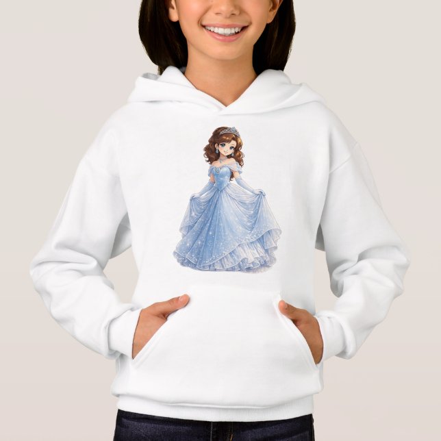 Manteau à capuchon de princesse bleue mignonne (Devant)