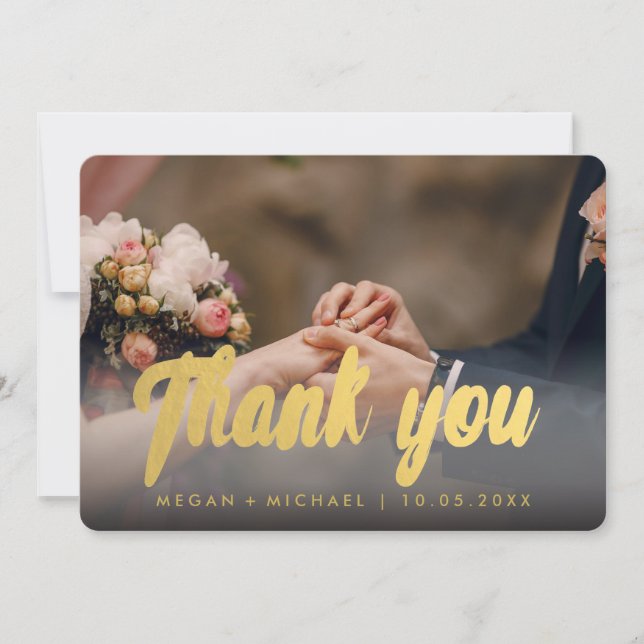 Manuscrit d'or de carte photo de Merci (Devant)