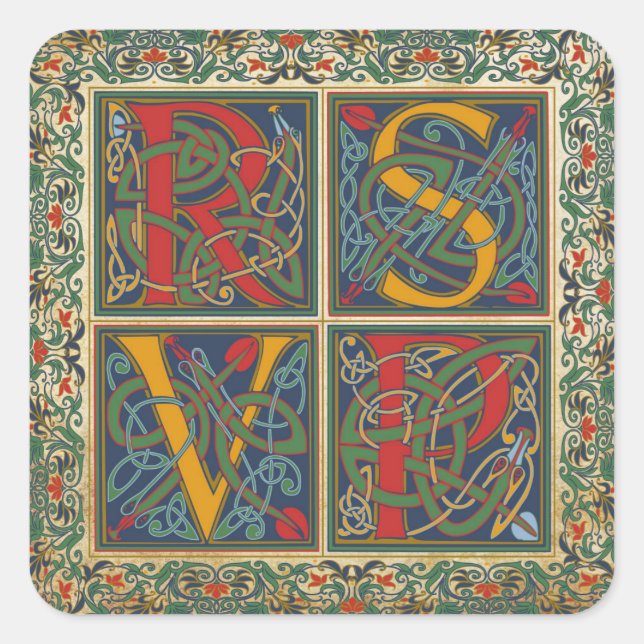 Manuscrit moyen Goth RSVP Étiquette (Devant)