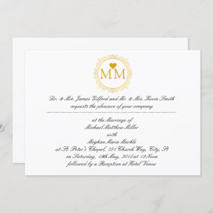 Manuscrit royal d'or de monogramme du faire-part