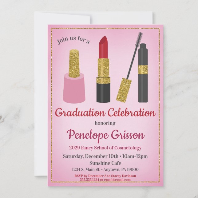 Maquillage Cosmétique Graduation Invitation Beauté (Devant)