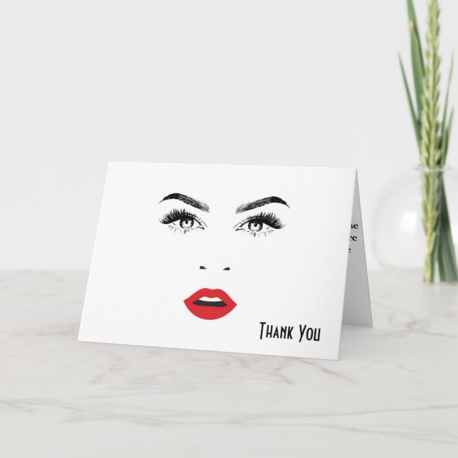 Maquillage et Carte de remerciements à cheveux (Devant)