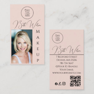 Maquillage Rose, Code QR, Photo de Carte de Visite