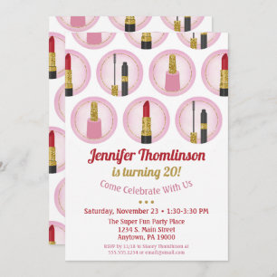 Maquillage rose Cosmétique Anniversaire Invitation