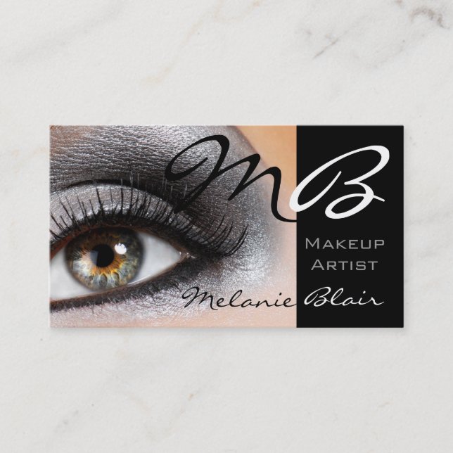 Maquilleuse Yeux Smokey Argent Carte de Visite (Devant)
