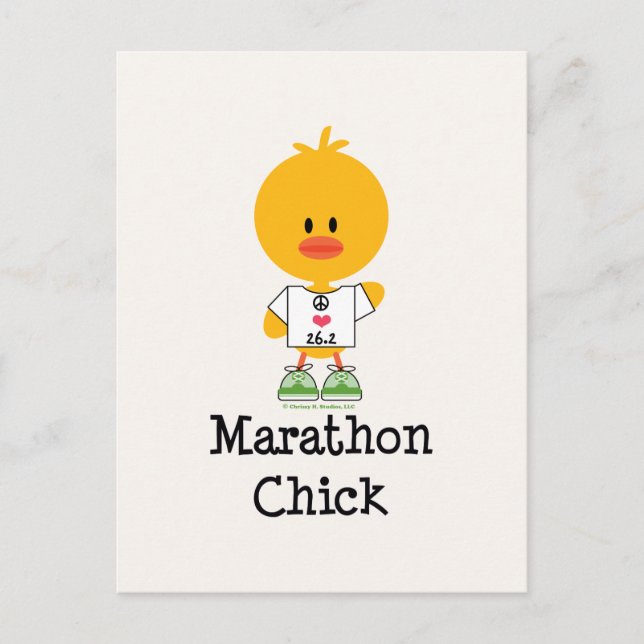 Marathon Chick Peace Love 26.2 Carte postale (Devant)