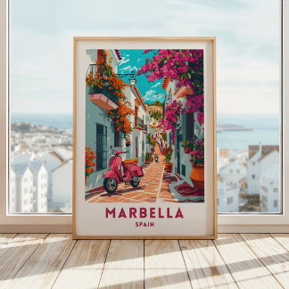 Marbella Espagne Travel Print Poster Wall Art