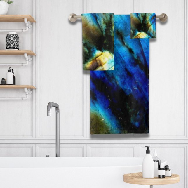 marble (marble stone teal turquoise indigo blue agate bath towel set)