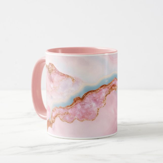 Marble Agate tendance Blue Rose Collection or Mug (Devant gauche)