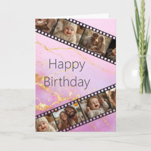Marble & Gold Film Strip Photo Bonne carte d'anniv